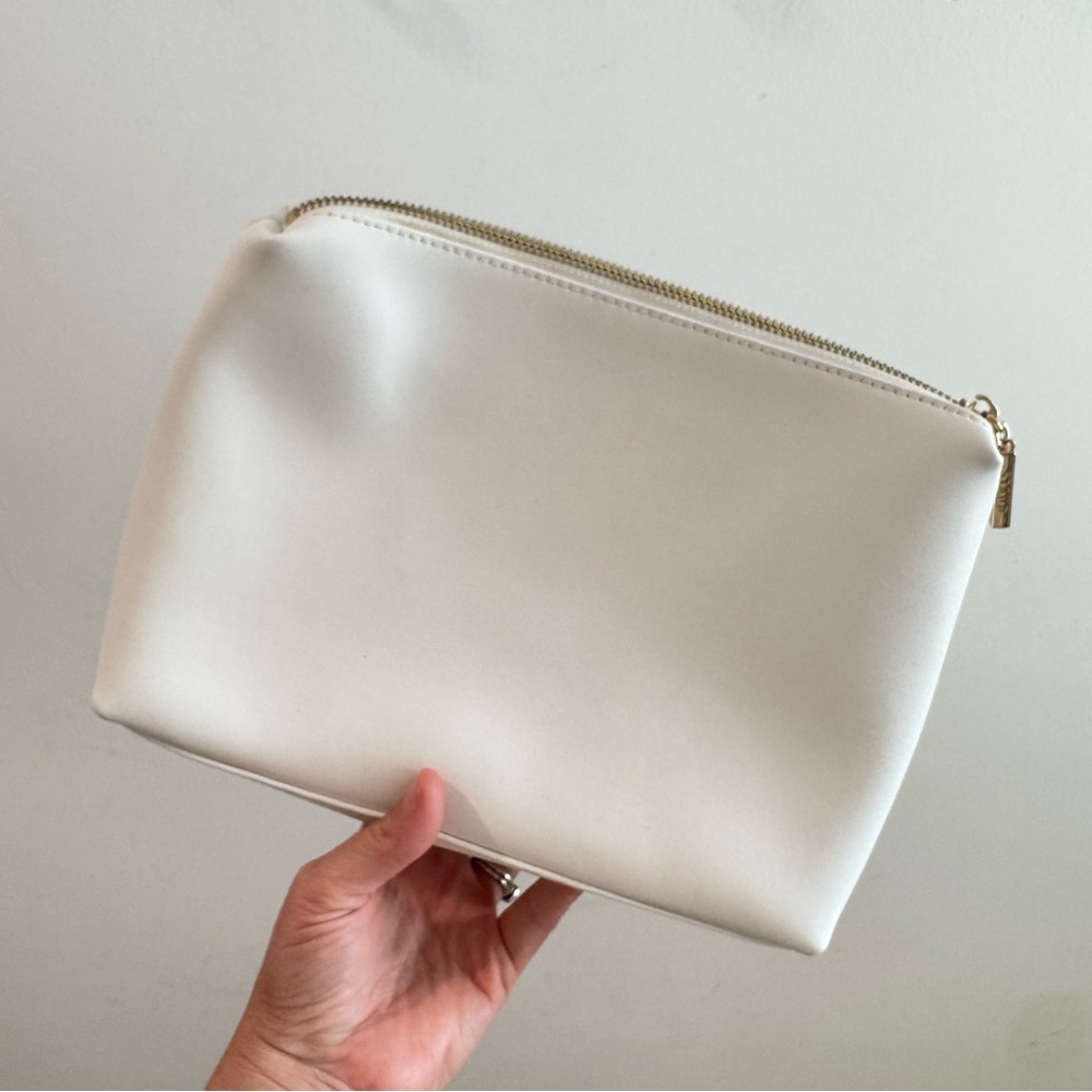 Staud White Leather‎ Make Up Bag Cosmetic Bag Dopp Bag